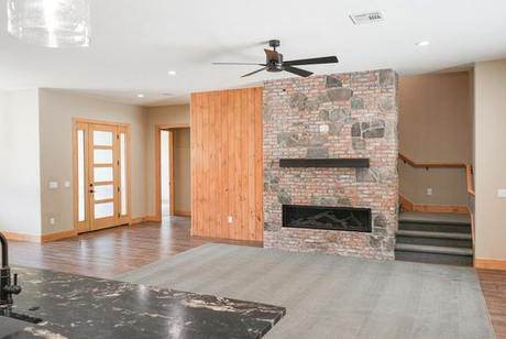 Brick-and-stone hearth