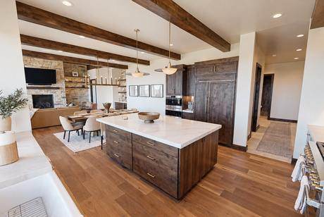 Kitchen and the great room beyond
