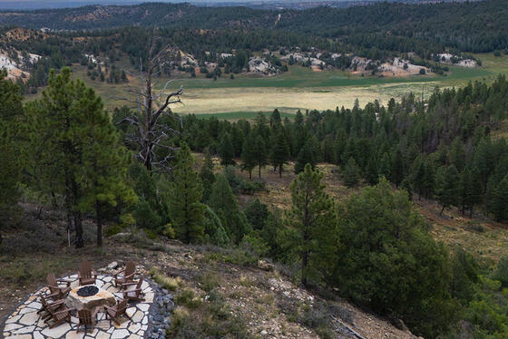 The fire pit, and the valley beyond