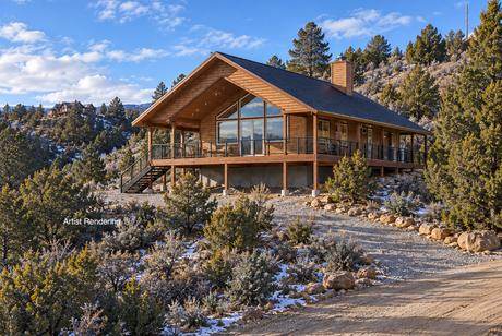 Gable end and the wraparound deck — artist's rendering of The Pine