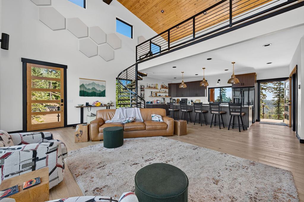 Great room and loft of the Cedar build on Cedar Mountain
